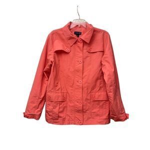 Lands End Women's Coral Orange M Zip Lightweight Nylon Jacket Minimalists Spring